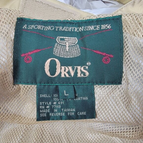 Orvis Mens Large Beige Fly Fishing Shell Jacket Hooded Coat Windbreaker - Picture 3 of 14